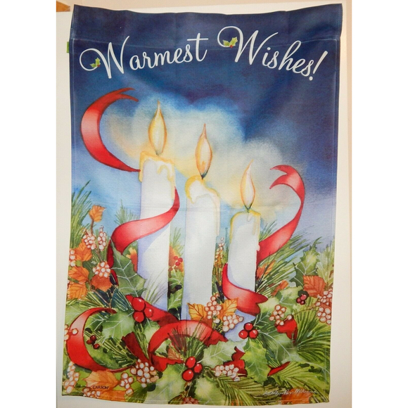 Kathleen McKenna Warmest Wishes Candles Holiday Christmas Garden Yard Flag 28x39 - Picture 3 of 8